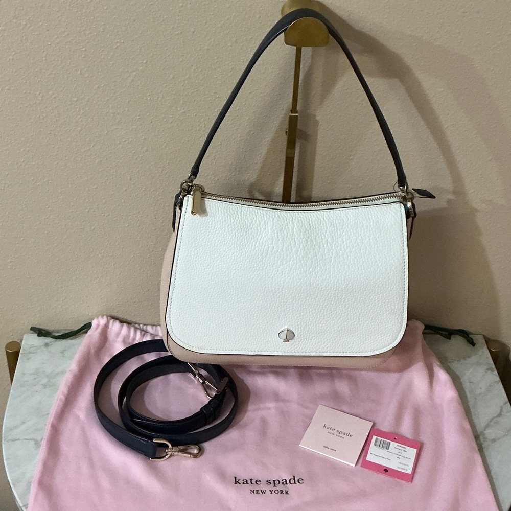 Kate Spade White and Beige Convertible Flap Shoulder Bag (NWTs) - Picture 1 of 3
